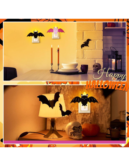 Paquete de 2 luces nocturnas LED murciélago Halloween Grinsvalley