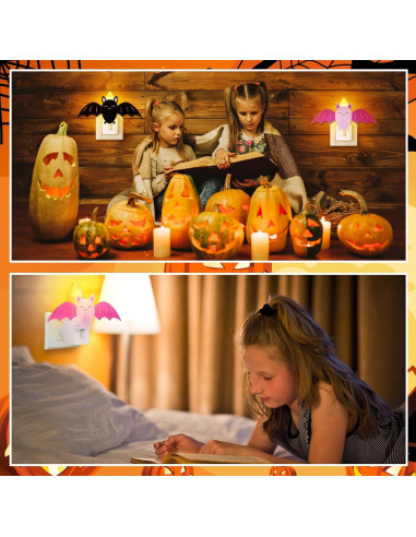 Paquete de 2 luces nocturnas LED murciélago Halloween Grinsvalley