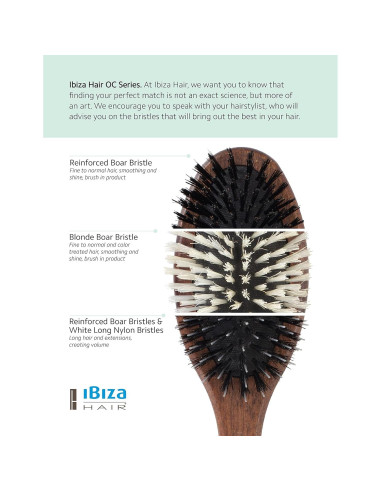 Cepillo Plano Ovalado Ibiza Hair OC4 Cerda de Jabalí y Nylon