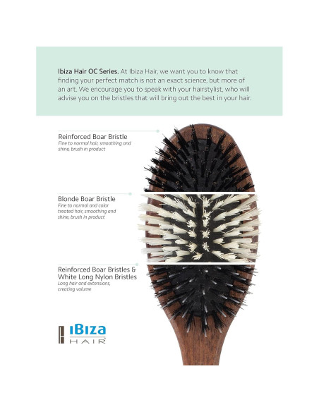 Cepillo Plano Ovalado Ibiza Hair OC4 Cerda de Jabalí y Nylon