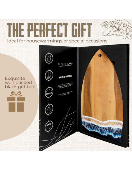 Tabla de Cortar de Acacia Fusionova Surf 40x20 cm Epoxi