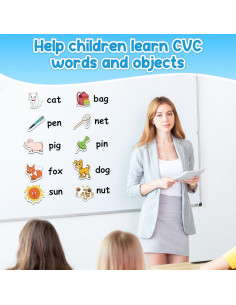 Juego de Palabras CVC Kasfalci - 50 Imanes de Espuma para Niños 2