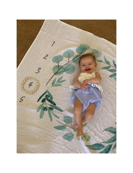 Manta de Hitos Mensual Orgánica Miaoberry Eucalipto 119 cm