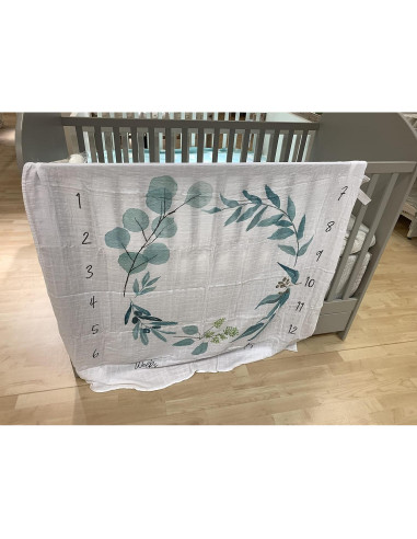 Manta de Hitos Mensual Orgánica Miaoberry Eucalipto 119 cm