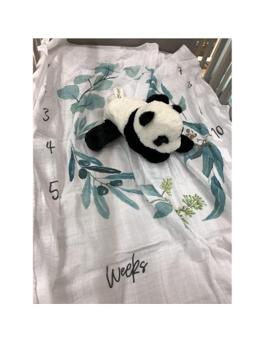 Manta de Hitos Mensual Orgánica Miaoberry Eucalipto 119 cm