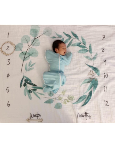 Manta de Hitos Mensual Orgánica Miaoberry Eucalipto 119 cm