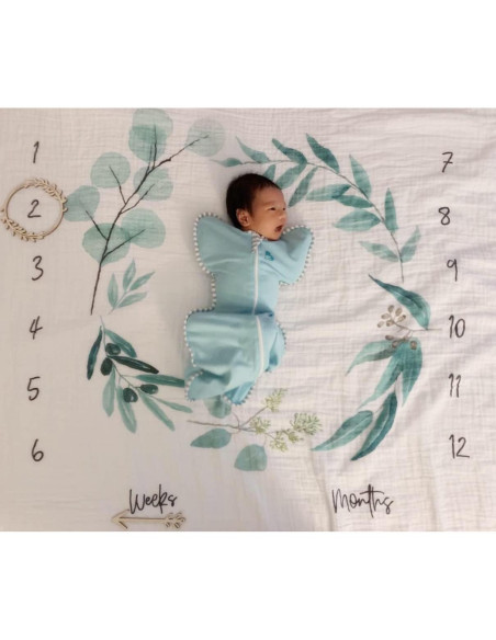 Manta de Hitos Mensual Orgánica Miaoberry Eucalipto 119 cm