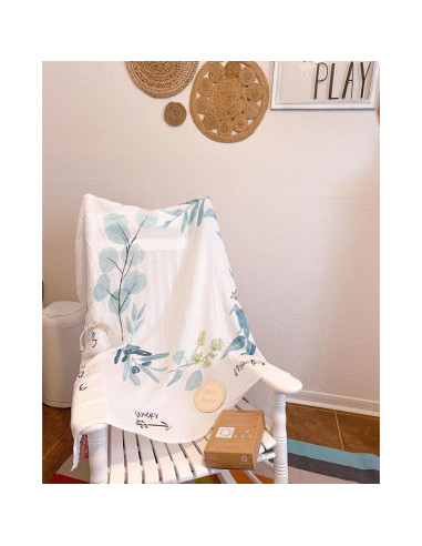 Manta de Hitos Mensual Orgánica Miaoberry Eucalipto 119 cm