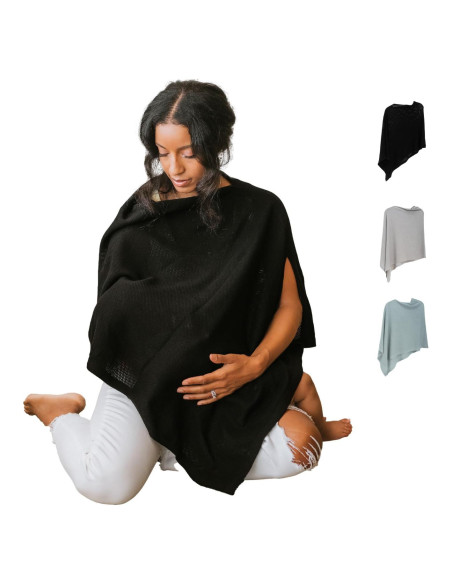 Cubierta de Lactancia Ponchy Gold Mamas 100% Algodón Negro