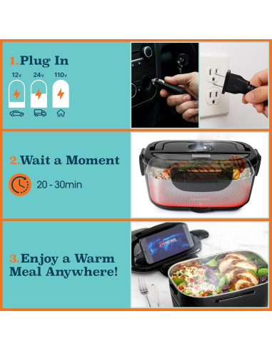 Caja de Almuerzo Eléctrica TRAVELISIMO 1.5L 80W Acero Inoxidable