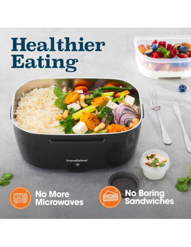 Caja de Almuerzo Eléctrica TRAVELISIMO 1.5L 80W Acero Inoxidable