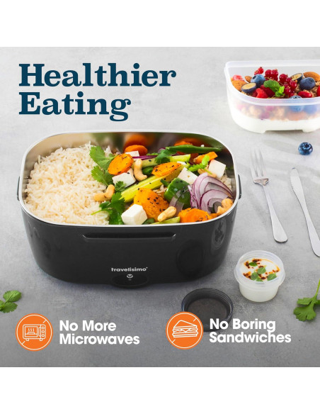 Caja de Almuerzo Eléctrica TRAVELISIMO 1.5L 80W Acero Inoxidable