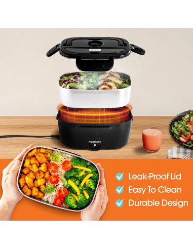 Caja de Almuerzo Eléctrica TRAVELISIMO 1.5L 80W Acero Inoxidable