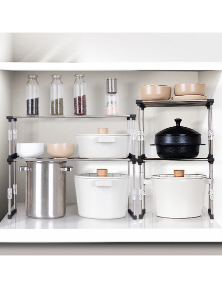 Organizador de Gabinete Expandible Carrotez Ajustable Negro 30-50 cm