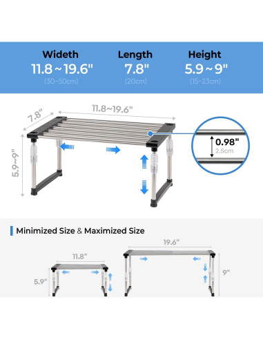 Organizador de Gabinete Expandible Carrotez Ajustable Negro 30-50 cm