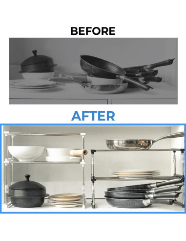 Organizador de Gabinete Expandible Carrotez Ajustable Negro 30-50 cm