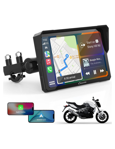 Pantalla GPS Carpuride W702 para Motocicleta 7" Táctil IP67