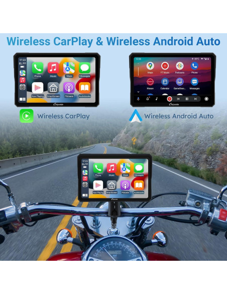 Pantalla GPS Carpuride W702 para Motocicleta 7" Táctil IP67