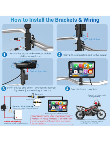 Pantalla GPS Carpuride W702 para Motocicleta 7" Táctil IP67