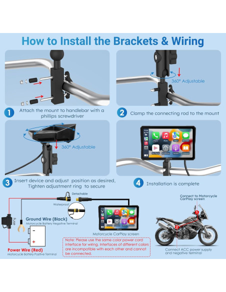 Pantalla GPS Carpuride W702 para Motocicleta 7" Táctil IP67