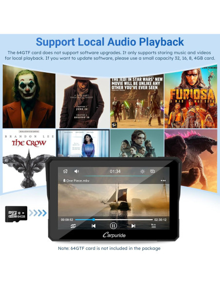 Pantalla GPS Carpuride W702 para Motocicleta 7" Táctil IP67