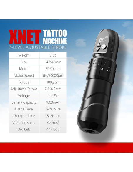 Kit de Máquina de Tatuaje Inalámbrica Xnet con Batería 1800mAh