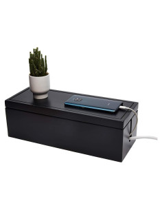 Caja Organizadora de Cables Changsuo de Madera Negra 37.6x14.5x12.4 cm