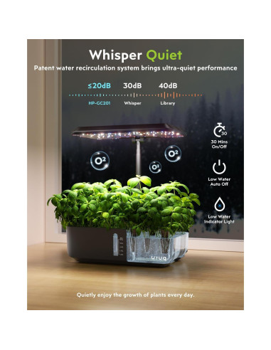 Kit de Cultivo Hidropónico URUQ 12 Cápsulas con Luz LED Ajustable