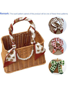 Cesta Tejida a Mano RT&BS - Decoración de Bufanda y Perlas 2