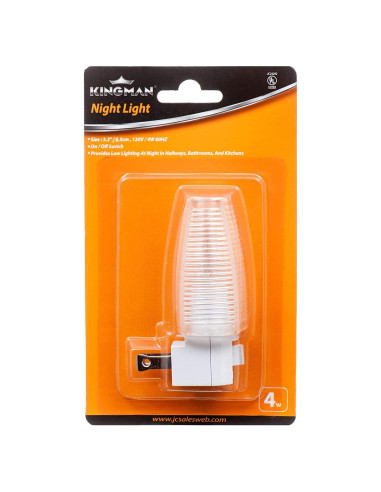 Luz Nocturna Enchufable Kingman 4W Blanca Cálida Certificada UL