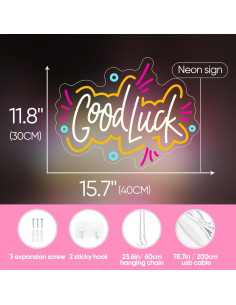 Cartel de Neón LED Buena Suerte Radineon 39.9x30 cm USB 2