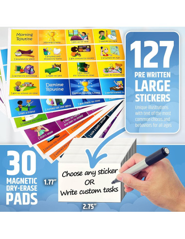 Tabla de Recompensas Magnética HMmagnets para 1 Niño - 127 Pegatinas