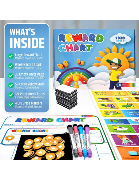 Tabla de Recompensas Magnética HMmagnets para 1 Niño - 127 Pegatinas