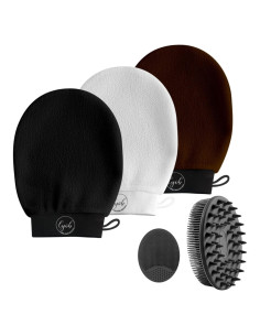 Set de Exfoliación de Baño 5-en-1 Negro - Silicona y Viscosa