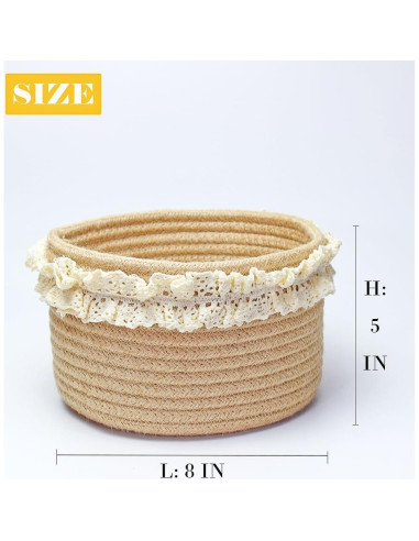 Cesta de Almacenamiento Redonda Yimi 20.32cm Yute Marrón