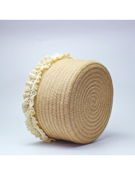 Cesta de Almacenamiento Redonda Yimi 20.32cm Yute Marrón