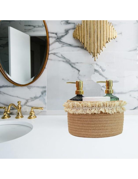 Cesta de Almacenamiento Redonda Yimi 20.32cm Yute Marrón