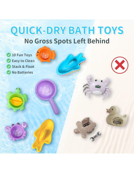 Set de 10 Juguetes de Baño para Bebés BAYMI - Diversión Acuática