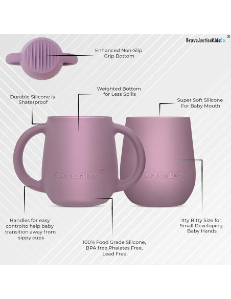 Tazas de Silicona para Destete Bebé BraveJusticeKidsCo. 2 Unidades