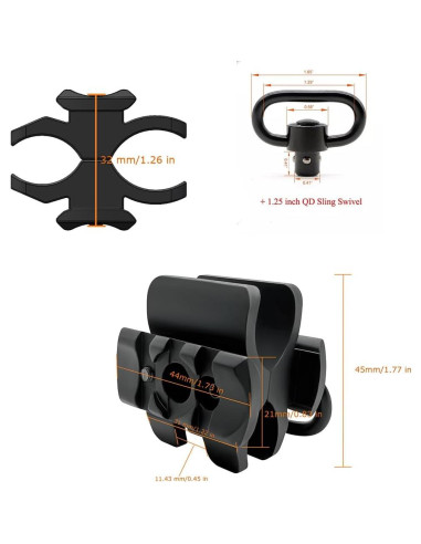Abrazadera de cañón 12Ga GOTCIAL con gancho QD y riel Picatinny