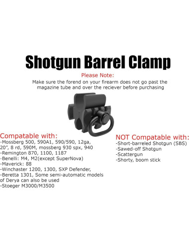 Abrazadera de cañón 12Ga GOTCIAL con gancho QD y riel Picatinny