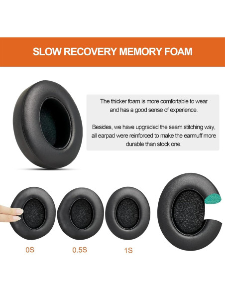 Almohadillas de Repuesto GVOEARS para Beats Studio 2 y 3 - Negro