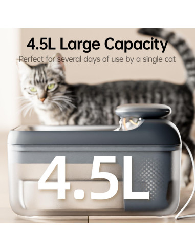 Fuente de Agua Automática PETSEE 4.5L Acero Inoxidable Gris