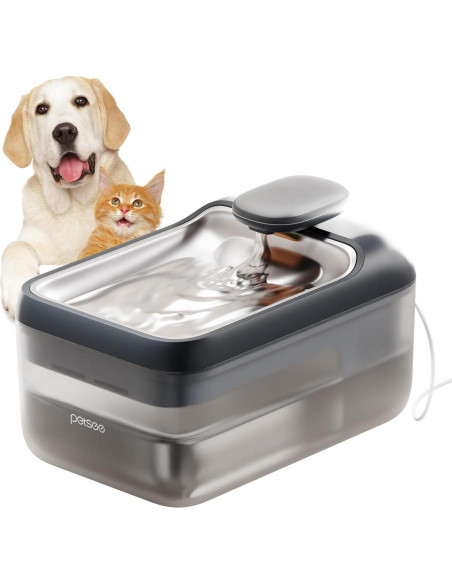 Fuente de Agua Automática PETSEE 4.5L Acero Inoxidable Gris Fuente de Agua Automática PETSEE 4.5L Acero Inoxidable Gris