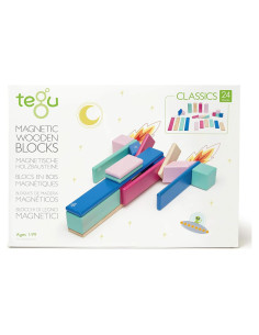 Juego de Bloques Magnéticos de Madera Tegu 24 Piezas Floración