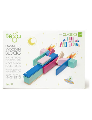 Juego de Bloques Magnéticos de Madera Tegu 24 Piezas Floración