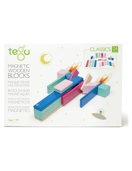 Juego de Bloques Magnéticos de Madera Tegu 24 Piezas Floración
