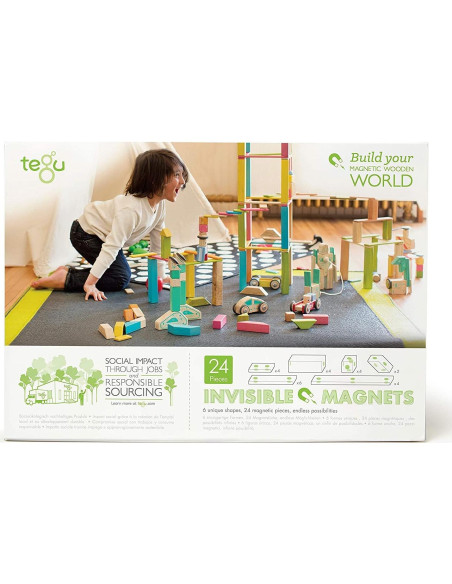 Juego de Bloques Magnéticos de Madera Tegu 24 Piezas Floración