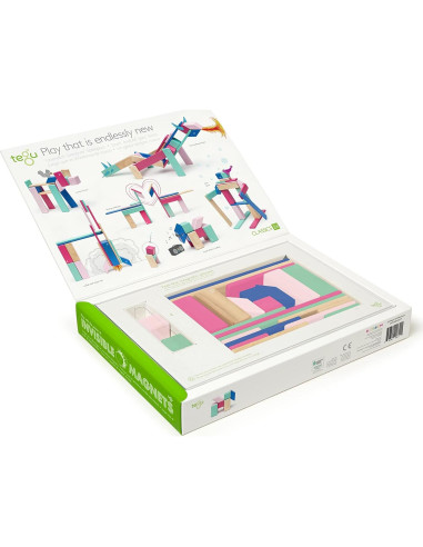 Juego de Bloques Magnéticos de Madera Tegu 24 Piezas Floración