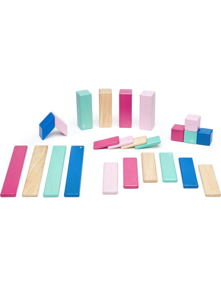 Juego de Bloques Magnéticos de Madera Tegu 24 Piezas Floración